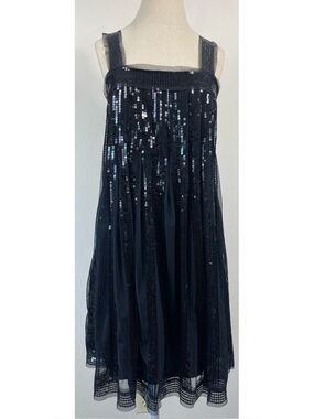 Max Studio Black Mesh Sequin Sleeveless Mini Dress